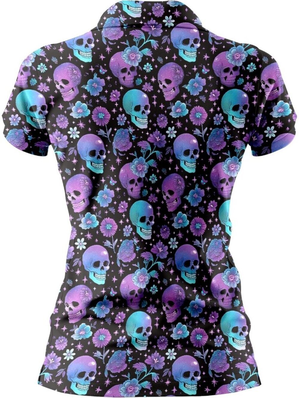 Women Skull Short Sleeve Quick Dry Tennis Shirts Athletic Yoga Tops Fit - Picture 4 of 6